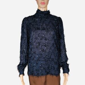 Bruuns Bazaar Copenhagen Black High Neck Blouse Size 36 US S